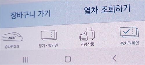 승차권 확인 메뉴 터치